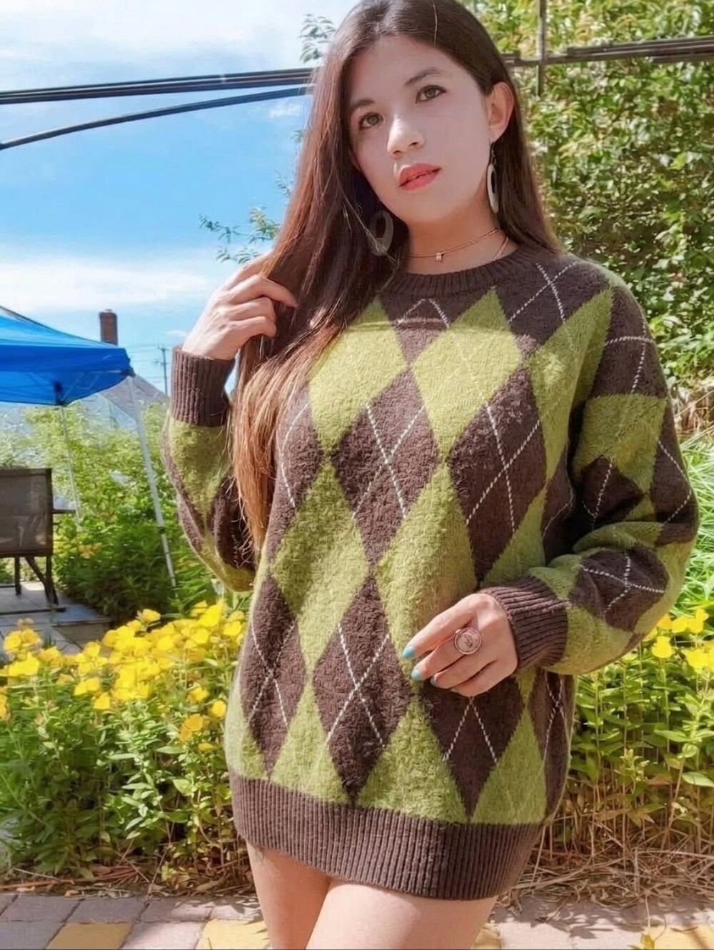 New Style! Stylish Argyle Pullover Knit Sweater